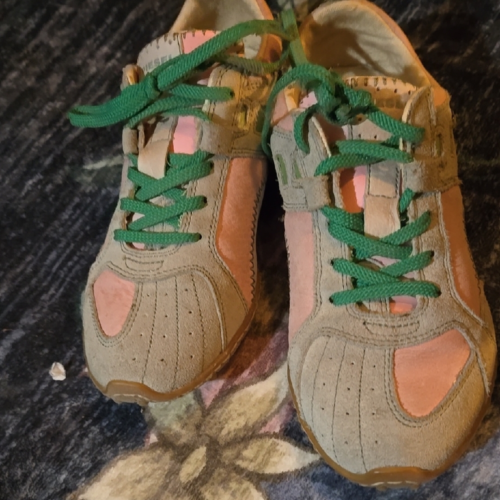 Diesel Women's Sneakers with Green and Pink Accents